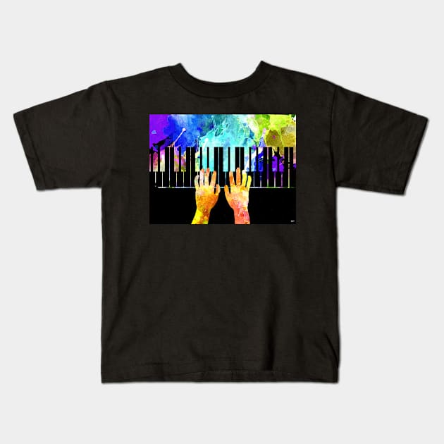 Bar Pianist Kids T-Shirt by danieljanda